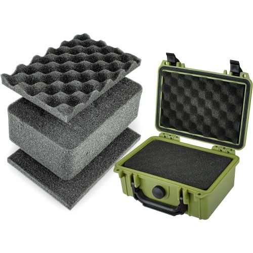  Eylar Protective Gear and Camera Hard Case Water & Shock Proof w/ Foam TSA Approved 8.12 inch 6.56 inch 3.56 inch (OD Green)