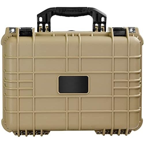  Eylar Standard 16 Gear, Equipment, Hard Camera Case with Custom Logo Plate, Waterproof with Foam TSA Standards (Tan)