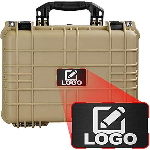  Eylar Standard 16 Gear, Equipment, Hard Camera Case with Custom Logo Plate, Waterproof with Foam TSA Standards (Tan)