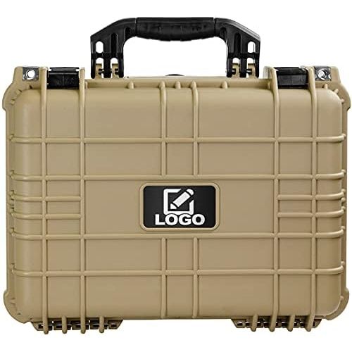  Eylar Standard 16 Gear, Equipment, Hard Camera Case with Custom Logo Plate, Waterproof with Foam TSA Standards (Tan)