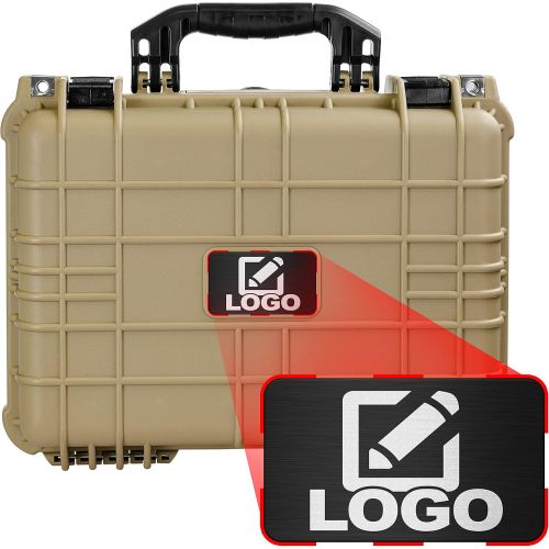  Eylar Standard 16 Gear, Equipment, Hard Camera Case with Custom Logo Plate, Waterproof with Foam TSA Standards (Tan)