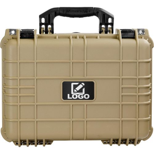  Eylar Standard 16 Gear, Equipment, Hard Camera Case with Custom Logo Plate, Waterproof with Foam TSA Standards (Tan)