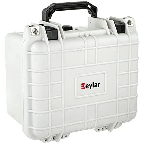  Eylar Small 10.62 Gear, Equipment, Hard Camera Case with Custom Logo Plate, Waterproof with Foam TSA Standards (White)