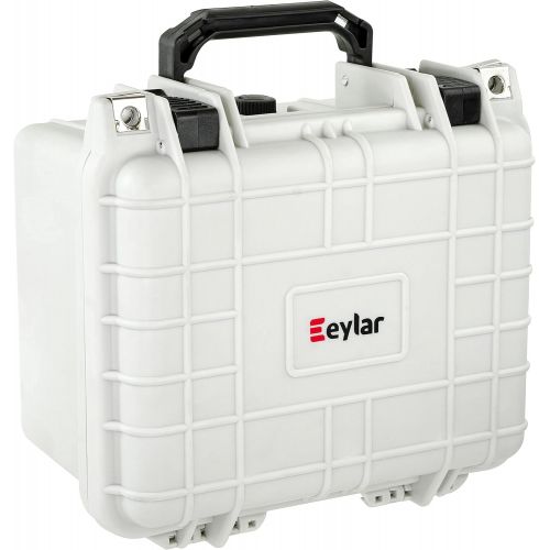  Eylar Small 10.62 Gear, Equipment, Hard Camera Case with Custom Logo Plate, Waterproof with Foam TSA Standards (White)