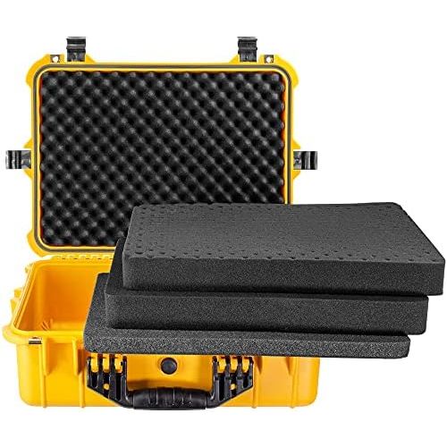  Eylar Large 20 Inch Protective Camera Case Water and Shock Proof with Foam (Yellow)