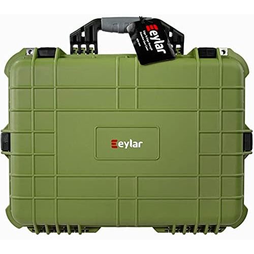  Eylar Large 20 Inch Protective Camera Case Water and Shock Proof with Foam (Green)