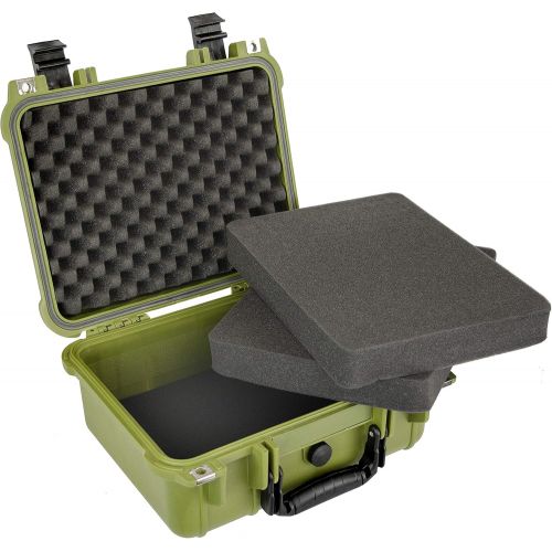  Eylar Protective Gear and Camera Hard Case Water & Shock Proof With Foam 13.37 inch 11.62 inch 6 inch OD Green (Green)