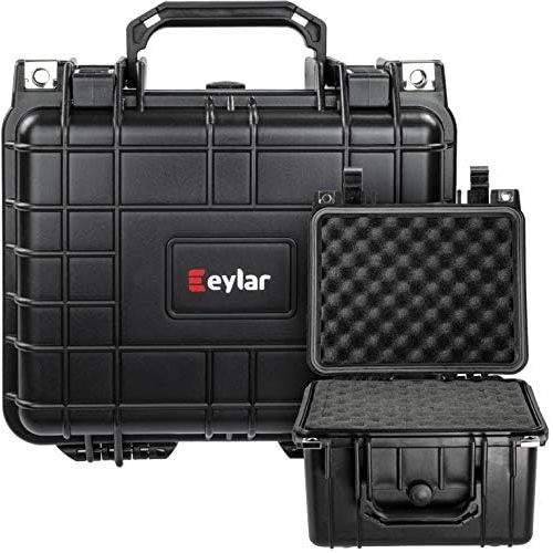  Eylar Small 10.62 Deep Gear, Equipment, Hard Camera Case Waterproof with Foam (Black) TSA Standards