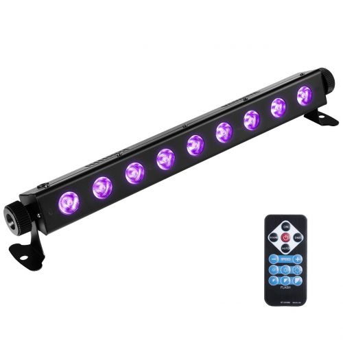  Black Lights for Parties, Eyourlife 27W 9LEDs UV Bar by Remote Control Blacklight Effect DJ Lights LED Lighting for Christmas Blacklight Party Wedding Stage Lighting