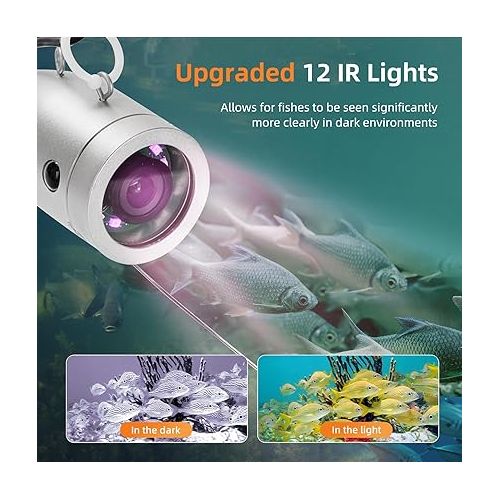  Eyoyo Underwater Fishing Camera Portable Video Fish Finder 1000TVL Waterproof Camera Underwater DVR Video Fish Cam w/ 12pcs Infrared Lights for Boat, Lake, Ice Fishing