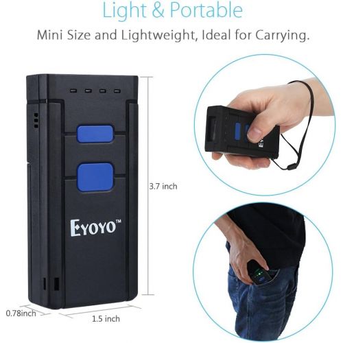  [아마존베스트]Eyoyo Mini 1D Wireless Barcode Scanner,Compatible with Bluetooth Function & 2.4GHz Wireless & Wired Connection, Portable Barcode Reader Work With Windows, Mac,Android, iOS Phones,