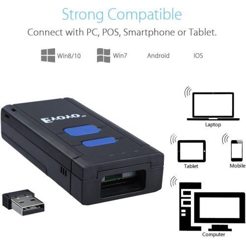  [아마존베스트]Eyoyo Mini 1D Wireless Barcode Scanner,Compatible with Bluetooth Function & 2.4GHz Wireless & Wired Connection, Portable Barcode Reader Work With Windows, Mac,Android, iOS Phones,