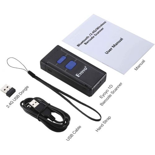  [아마존베스트]Eyoyo Barcode Scanner Portable 1D Wireless Bluetooth Barcode Reader Compatible with Windows Android iOS Systems for Store Supermarket Warehouse Library