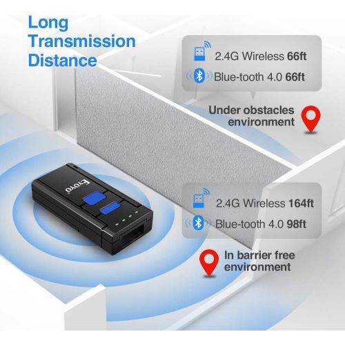  [아마존베스트]Eyoyo Barcode Scanner Portable 1D Wireless Bluetooth Barcode Reader Compatible with Windows Android iOS Systems for Store Supermarket Warehouse Library