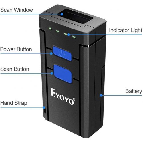  [아마존베스트]Eyoyo Barcode Scanner Portable 1D Wireless Bluetooth Barcode Reader Compatible with Windows Android iOS Systems for Store Supermarket Warehouse Library