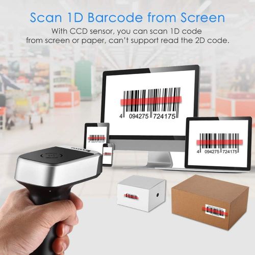  [아마존베스트]Eyoyo Bluetooth Barcode Scanner, Compatible with Bluetooth Function & 2.4GHz Wireless & Wired Connection CCD Bar Code Reader for iPad, iPhone, Android Phones, Tablets or Computers,