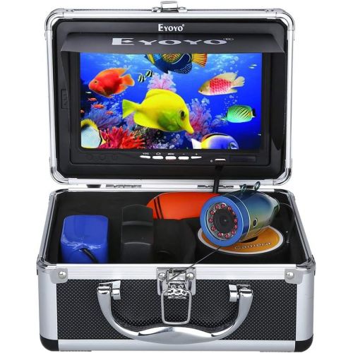  Eyoyo Portable 7 inch LCD Monitor Fish Finder Waterproof Underwater 1000TVL Fishing Camera 15m Cable 12pcs Infrared Lights for Ice,Lake and Boat Fishing