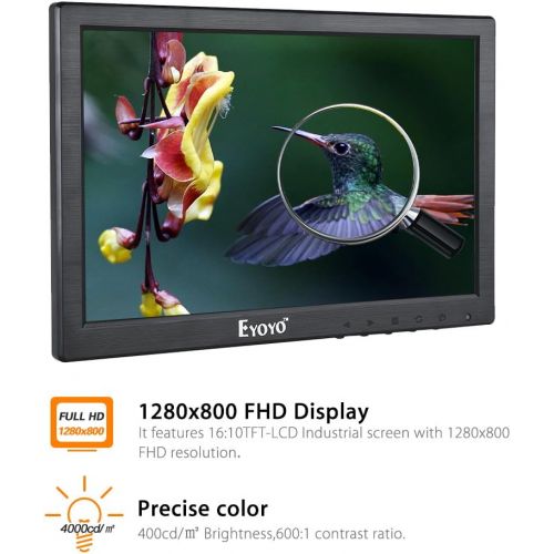  Eyoyo 10 Inch IPS LCD Monitor 1280x800 Resolution Support HDMI VGA BNC AV Input for PC TV Security Display(10 inch)