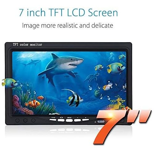 Eyoyo Portable 7 inch LCD Monitor Fish Finder Waterproof Underwater 1000TVL Fishing Camera 15m Cable 12pcs Infrared Lights for Ice,Lake and Boat Fishing
