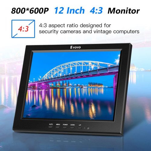  [아마존베스트]Eyoyo 12 Inch HDMI Monitor with BNC VGA AV HDMI Input 800x600 Portable 4:3 TFT LCD Mini HD Color Screen with Bulit-in Speaker