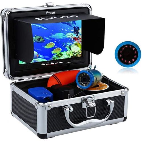  [아마존베스트]Eyoyo Portable Underwater Fishing Camera Waterproof 1000TVL Video Fish Finder 7 inch LCD Monitor 12pcs IR Infrared Lights for Ice Lake and Boat Fishing (30m Cable)