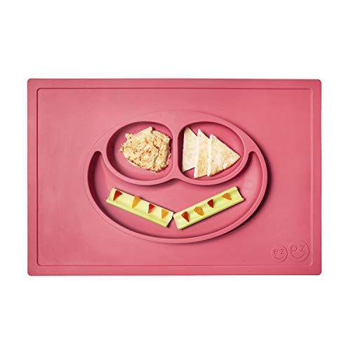  [아마존베스트]Ezpz ezpz Happy Mat - One-piece silicone placemat + plate (Coral)