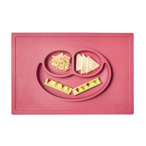  [아마존베스트]Ezpz ezpz Happy Mat - One-piece silicone placemat + plate (Coral)