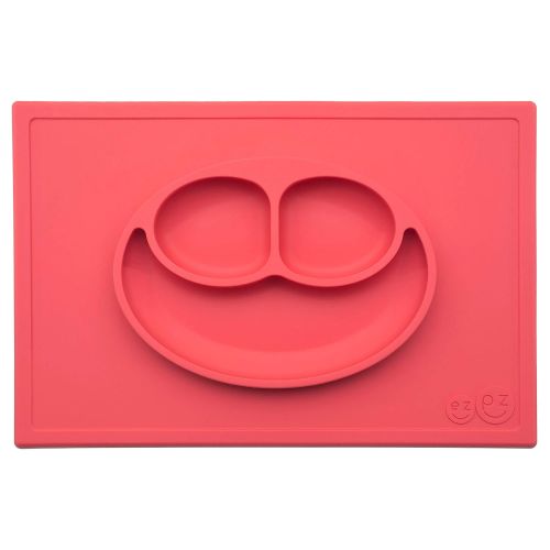  [아마존베스트]Ezpz ezpz Happy Mat - One-piece silicone placemat + plate (Coral)