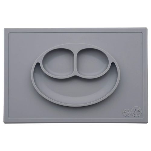  [아마존베스트]Ezpz ezpz Happy Mat - One-Piece Silicone placemat + Plate (Gray)