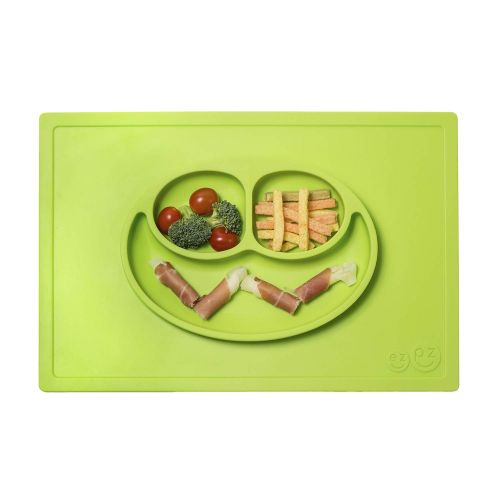  [아마존베스트]Ezpz ezpz Happy Mat - One-Piece Silicone placemat + Plate (Lime)