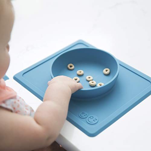  [아마존베스트]Ezpz ezpz Mini Bowl - One-Piece Silicone placemat + Bowl (Gray)