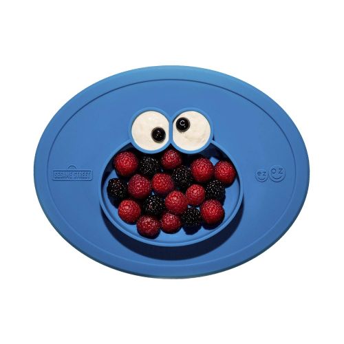  [아마존베스트]Ezpz ezpz Sesame Street Cookie Monster Mat - One-Piece Silicone placemat + Plate (Blue)