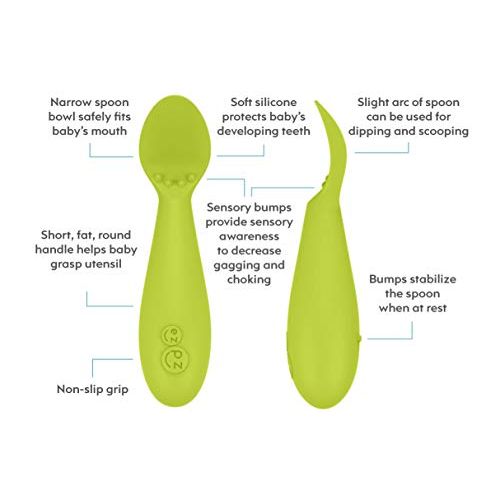  [아마존베스트]Ezpz ezpz Tiny Spoon - Silicone Feeding Spoon Twin Pack (Lime)