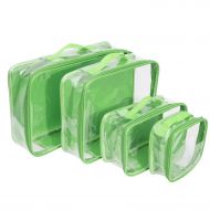 EzPacking Clear Packing Cubes set of 4/Packs 7-10 Days of Clothes/Premium PVC Plastic Storage Cube (Green)