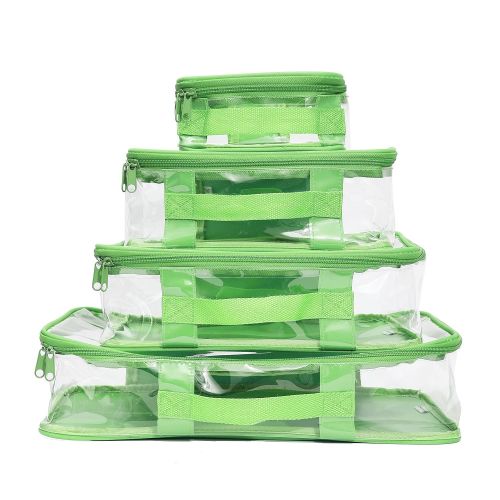  EzPacking Clear Packing Cubes set of 4/Packs 7-10 Days of Clothes/Premium PVC Plastic Storage Cube (Green)