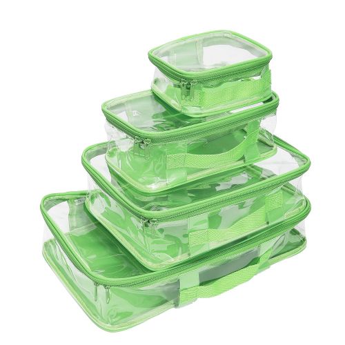  EzPacking Clear Packing Cubes set of 4/Packs 7-10 Days of Clothes/Premium PVC Plastic Storage Cube (Green)