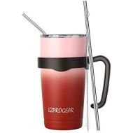 [아마존베스트]Ezprogear 20 oz Stainless Steel Carnation Pink / Cherry Red Tumbler Double Wall Vacuum Insulated with Straws and Handle (20 oz, Carnation/Cherry)