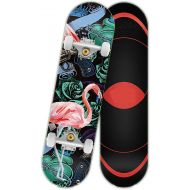 F&FSH Adult Skateboard (Flamingo Pattern) 31-inch Seven-Layer Maple Action Type Four-Wheel Double Tilt Chinese Style Skateboard Suitable for Professional Skateboarders