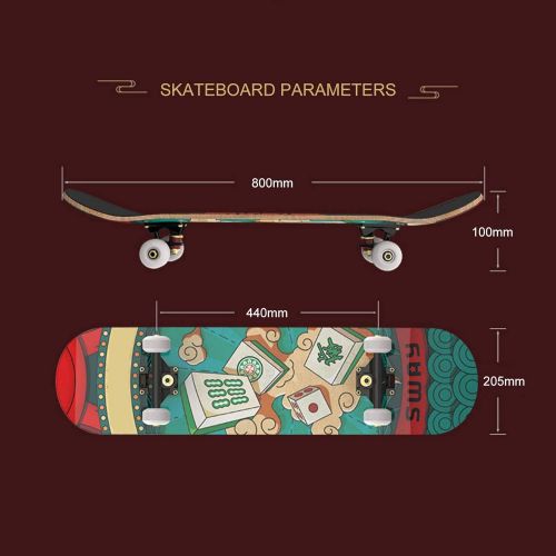  F&FSH Adult Skateboard (Flamingo Pattern) 31-inch Seven-Layer Maple Action Type Four-Wheel Double Tilt Chinese Style Skateboard Suitable for Professional Skateboarders