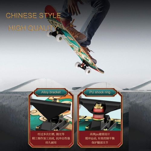  F&FSH Adult Skateboard (Flamingo Pattern) 31-inch Seven-Layer Maple Action Type Four-Wheel Double Tilt Chinese Style Skateboard Suitable for Professional Skateboarders