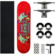 F&FSH Beginner Skateboard, (Entry and Exit Safety Pattern) 31-inch Seven-Layer Maple Four-Wheel Professional Skateboard Suitable for Young Adults