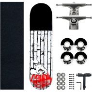 F&FSH Beginner Skateboard, (Mysterious Mission Pattern) 31-inch Seven-Layer Maple Four-Wheel Professional Skateboard Suitable for Young Adults