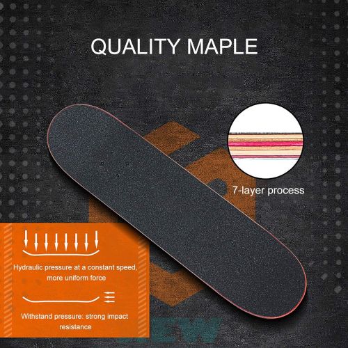 F&FSH Skateboards, (Color Square Pattern) Professional Four-Wheel 31-inch 7-Layer Maple Double Tilt Skateboard Suitable for Young Adults