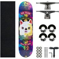 F&FSH Beginner Skateboard, (Alpaca Pattern) 31-inch Seven-Layer Maple Four-Wheel Professional Skateboard Suitable for Young Adults