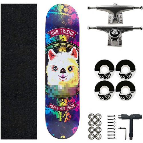 F&FSH Beginner Skateboard, (Alpaca Pattern) 31-inch Seven-Layer Maple Four-Wheel Professional Skateboard Suitable for Young Adults