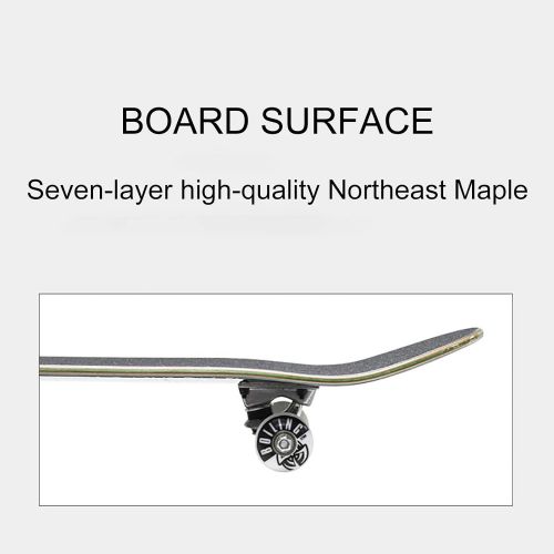  F&FSH Beginner Skateboard, (Love and Peace Pattern) 31-inch Seven-Layer Maple Four-Wheel Professional Skateboard Suitable for Young Adults