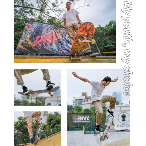  F&FSH Skateboards, (The Monkey King Pattern) Professional Four-Wheel 31-inch 7-Layer Maple Double Tilt Skateboard Suitable for Young Adults