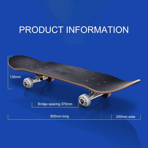  F&FSH Skateboard, (Moonlight Pattern) 31 Inches AAA Grade Maple Double Tilt Four-Wheel Professional Skateboard Suitable for Young Adults