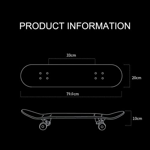  F&FSH Complete Skateboard, (Tangled Pattern) 7 Layer Maple Stable Secure High Speed Professional Four Skateboard for Beginners Adult Children Gift Spree