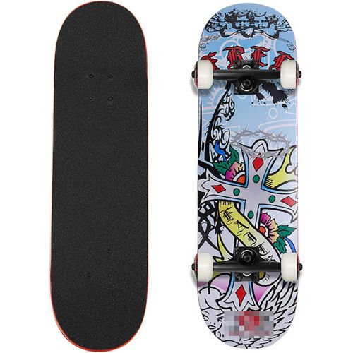  F&FSH Skateboards, (Cross Pattern) Professional Four-Wheel 31-inch 7-Layer Maple Double Tilt Skateboard Suitable for Young Adults